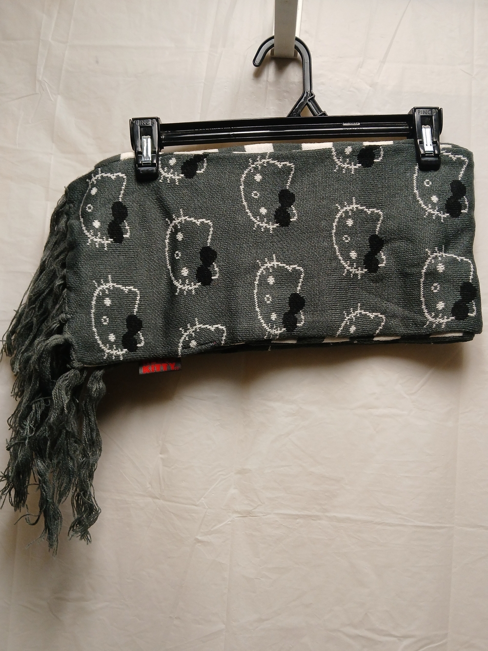 Hello Kitty Black & White Knit Scarf with Tassels